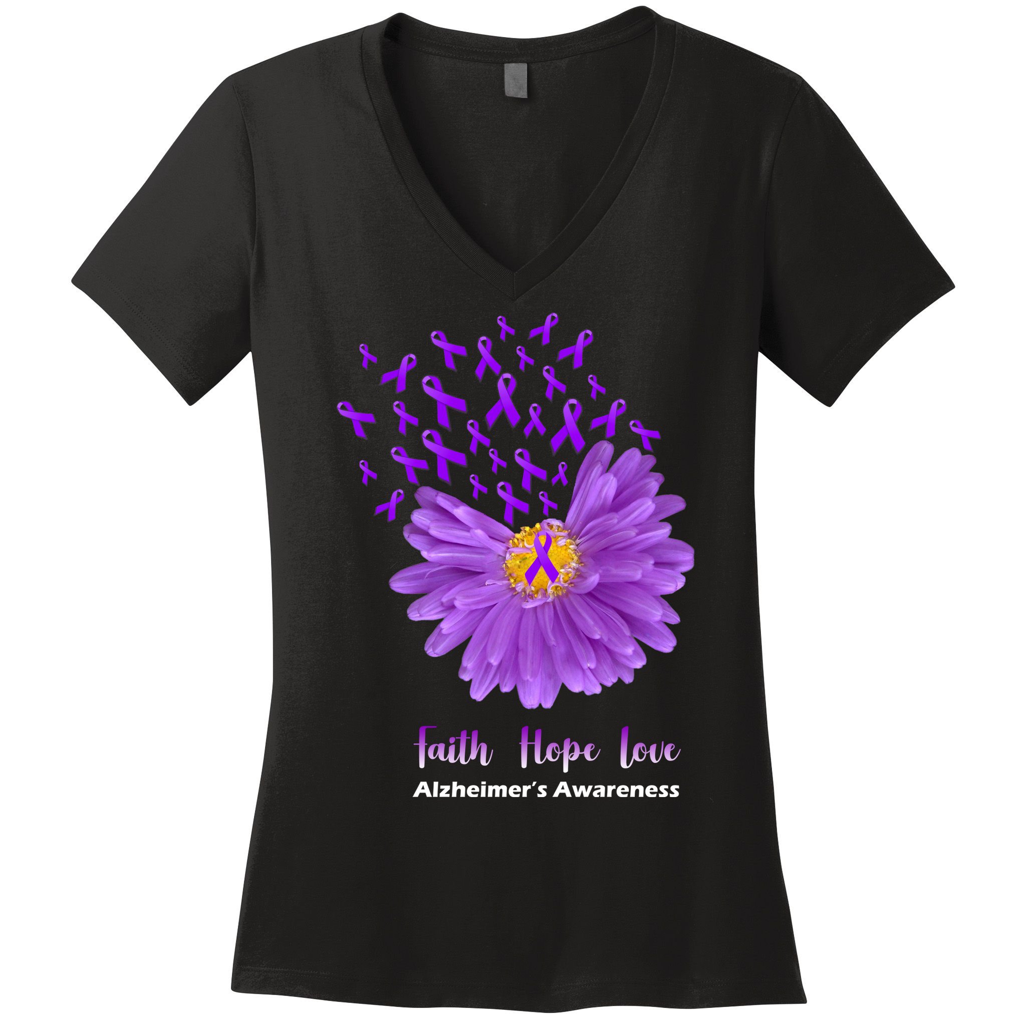Alzheimer's Awareness Faith Hope Love Women's V-Neck T-Shirt