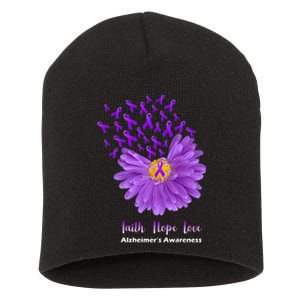 Alzheimer's Awareness Faith Hope Love Short Acrylic Beanie