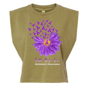 Alzheimer's Awareness Faith Hope Love Garment-Dyed Women's Muscle Tee