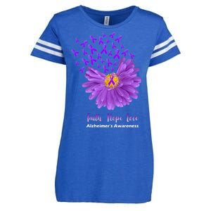 Alzheimer's Awareness Faith Hope Love Enza Ladies Jersey Football T-Shirt