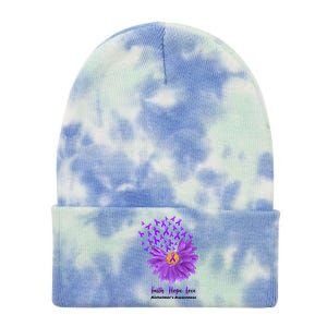 Alzheimer's Awareness Faith Hope Love Tie Dye 12in Knit Beanie