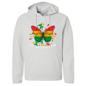 African American Freedom Black Pride Juneteenth Butterfly Performance Fleece Hoodie