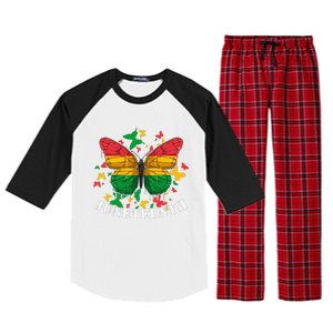 African American Freedom Black Pride Juneteenth Butterfly Raglan Sleeve Pajama Set