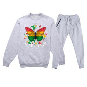 African American Freedom Black Pride Juneteenth Butterfly Premium Crewneck Sweatsuit Set