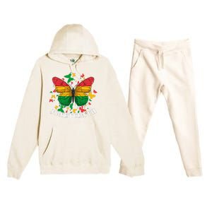 African American Freedom Black Pride Juneteenth Butterfly Premium Hooded Sweatsuit Set