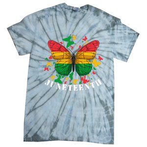 African American Freedom Black Pride Juneteenth Butterfly Tie-Dye T-Shirt