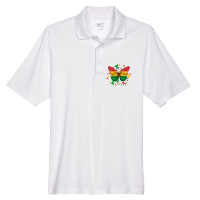 African American Freedom Black Pride Juneteenth Butterfly Men's Origin Performance Pique Polo