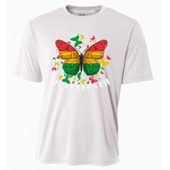 African American Freedom Black Pride Juneteenth Butterfly Cooling Performance Crew T-Shirt