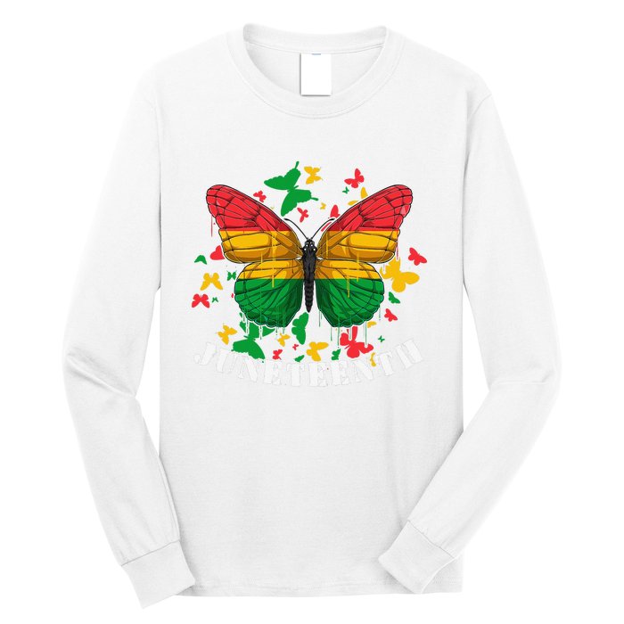 African American Freedom Black Pride Juneteenth Butterfly Long Sleeve Shirt