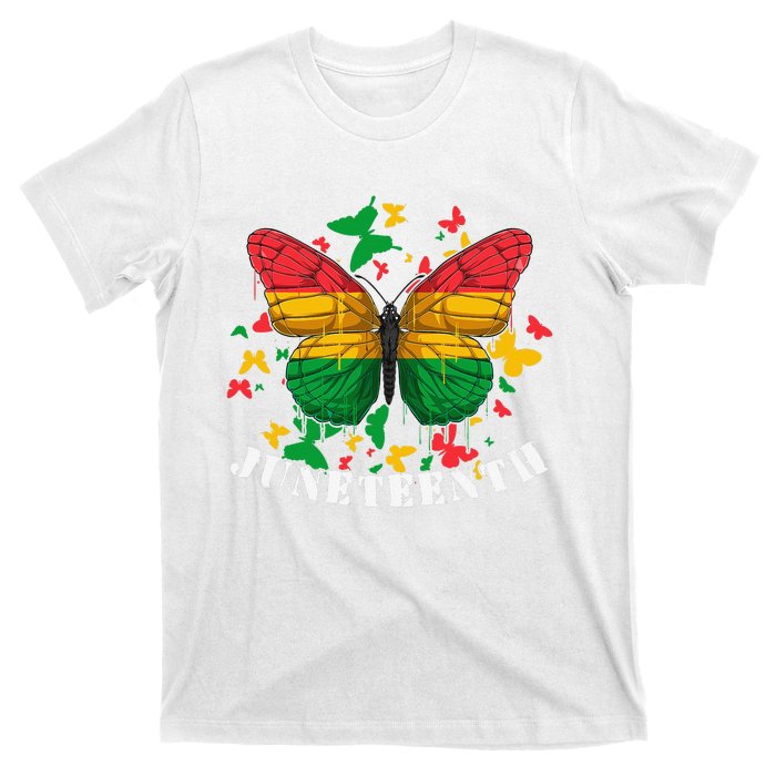 African American Freedom Black Pride Juneteenth Butterfly T-Shirt