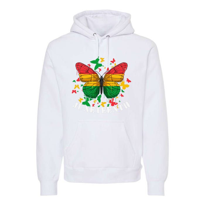 African American Freedom Black Pride Juneteenth Butterfly Premium Hoodie