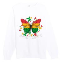 African American Freedom Black Pride Juneteenth Butterfly Premium Crewneck Sweatshirt