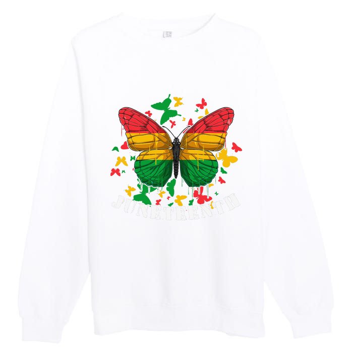 African American Freedom Black Pride Juneteenth Butterfly Premium Crewneck Sweatshirt