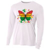 African American Freedom Black Pride Juneteenth Butterfly Cooling Performance Long Sleeve Crew