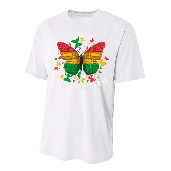 African American Freedom Black Pride Juneteenth Butterfly Performance Sprint T-Shirt