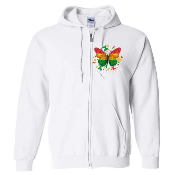 African American Freedom Black Pride Juneteenth Butterfly Full Zip Hoodie