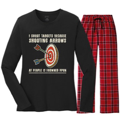 Archery Archer Funny Bowman Bow Archer Women's Long Sleeve Flannel Pajama Set 