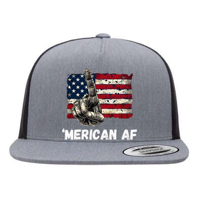 American’Merican Af Flag 4th Of July Patriotic Gift Flat Bill Trucker Hat