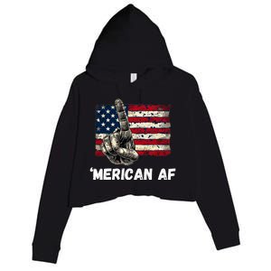 American’Merican Af Flag 4th Of July Patriotic Gift Crop Fleece Hoodie