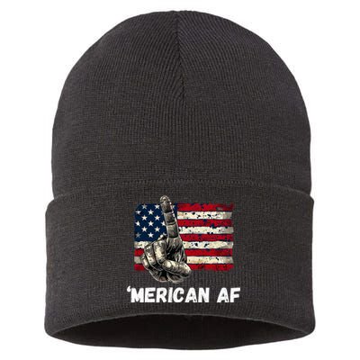 American’Merican Af Flag 4th Of July Patriotic Gift Sustainable Knit Beanie