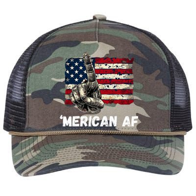 American’Merican Af Flag 4th Of July Patriotic Gift Retro Rope Trucker Hat Cap