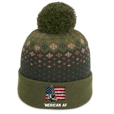 American’Merican Af Flag 4th Of July Patriotic Gift The Baniff Cuffed Pom Beanie