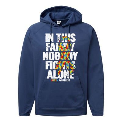 Autism Awareness Family Support Mom Autism Awareness Performance Fleece Hoodie