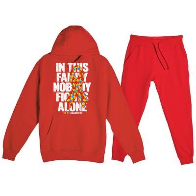 Autism Awareness Family Support Mom Autism Awareness Premium Hooded Sweatsuit Set