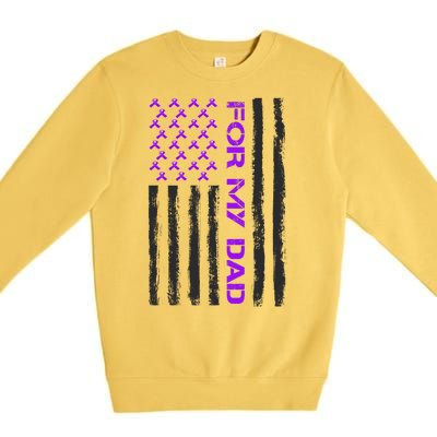 Alzheimer's Awareness For My Dad Support Flag Premium Crewneck Sweatshirt