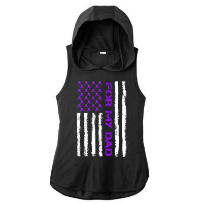 Alzheimer's Awareness For My Dad Support Flag Ladies PosiCharge Tri-Blend Wicking Draft Hoodie Tank