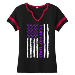 Alzheimer's Awareness For My Dad Support Flag Ladies Halftime Notch Neck Tee