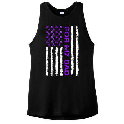 Alzheimer's Awareness For My Dad Support Flag Ladies PosiCharge Tri-Blend Wicking Tank