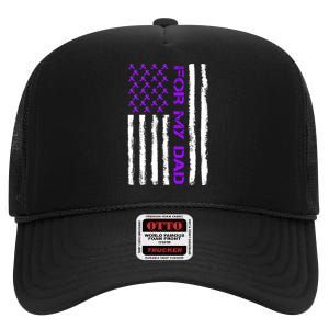 Alzheimer's Awareness For My Dad Support Flag High Crown Mesh Back Trucker Hat