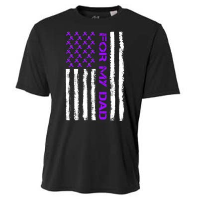 Alzheimer's Awareness For My Dad Support Flag Cooling Performance Crew T-Shirt