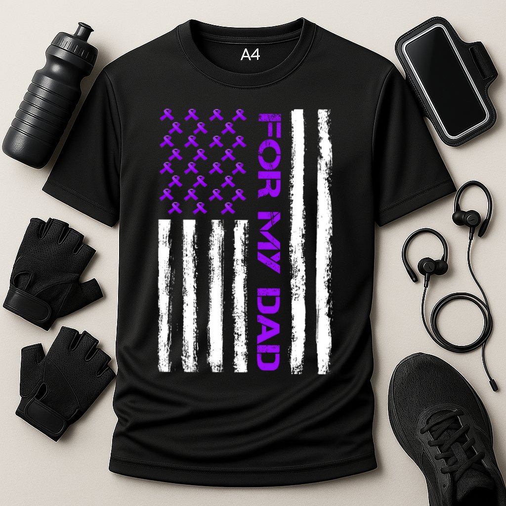 Alzheimer's Awareness For My Dad Support Flag Performance Shirt