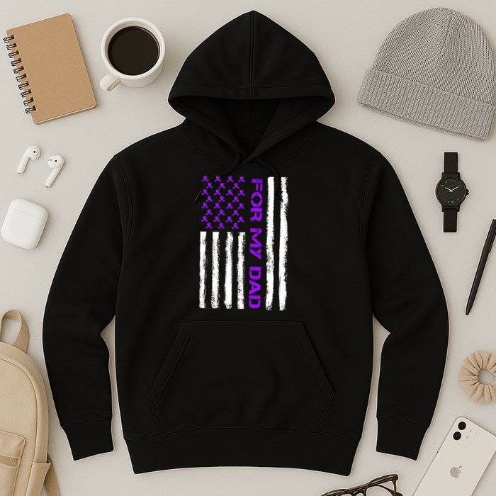 Alzheimer's Awareness For My Dad Support Flag Hoodie