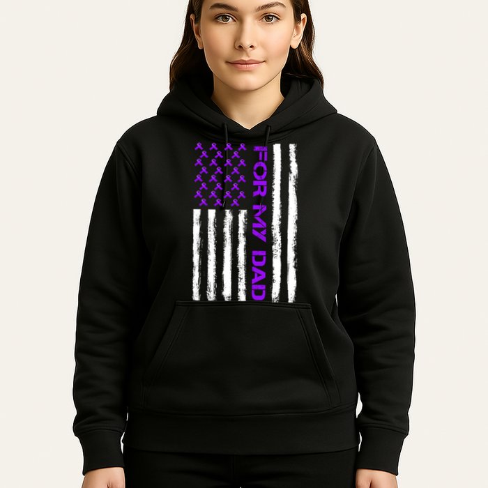 Alzheimer's Awareness For My Dad Support Flag Hoodie