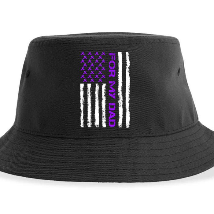 Alzheimer's Awareness For My Dad Support Flag Sustainable Bucket Hat