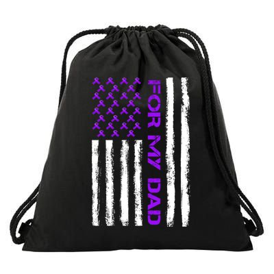 Alzheimer's Awareness For My Dad Support Flag Drawstring Bag