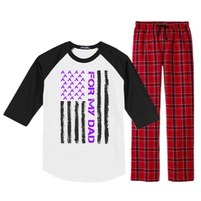 Alzheimer's Awareness For My Dad Support Flag Raglan Sleeve Pajama Set