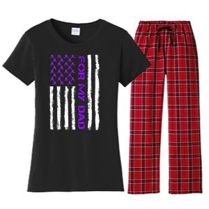 Alzheimer's Awareness For My Dad Support Flag Women's Flannel Pajama Set