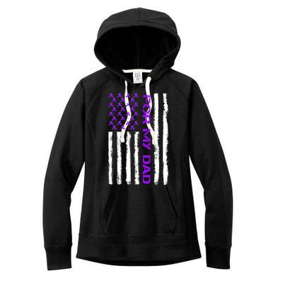 Alzheimer's Awareness For My Dad Support Flag Women's Fleece Hoodie