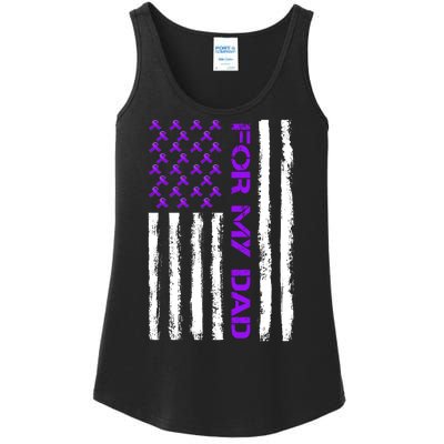 Alzheimer's Awareness For My Dad Support Flag Ladies Essential Tank