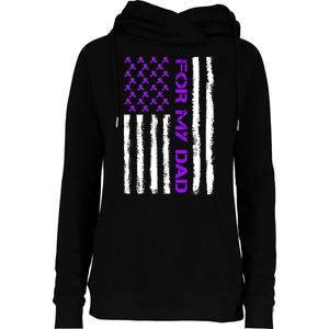 Alzheimer's Awareness For My Dad Support Flag Womens Funnel Neck Pullover Hood