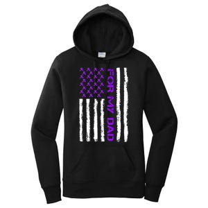 Alzheimer's Awareness For My Dad Support Flag Women's Pullover Hoodie