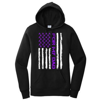 Alzheimer's Awareness For My Dad Support Flag Women's Pullover Hoodie