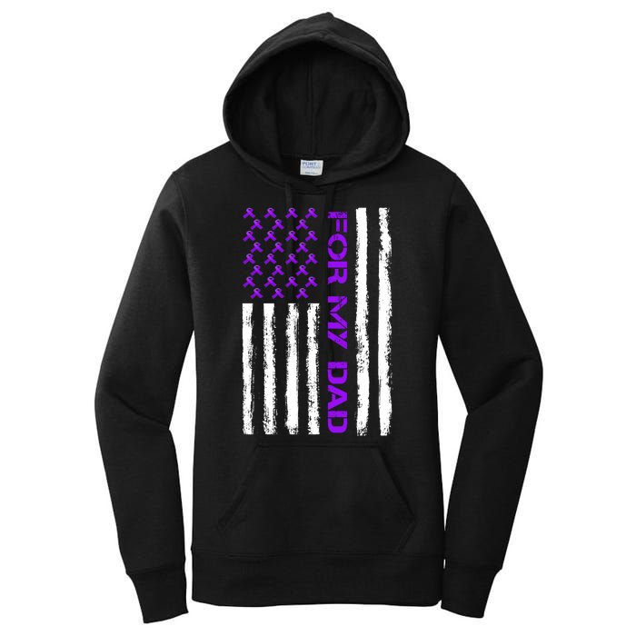 Alzheimer's Awareness For My Dad Support Flag Women's Pullover Hoodie