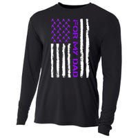 Alzheimer's Awareness For My Dad Support Flag Cooling Performance Long Sleeve Crew