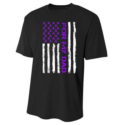 Alzheimer's Awareness For My Dad Support Flag Performance Sprint T-Shirt