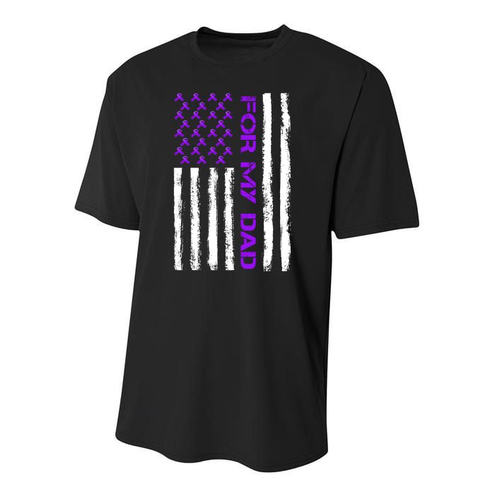 Alzheimer's Awareness For My Dad Support Flag Youth Performance Sprint T-Shirt